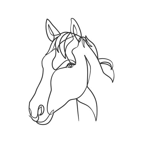 line drawing of horse head.